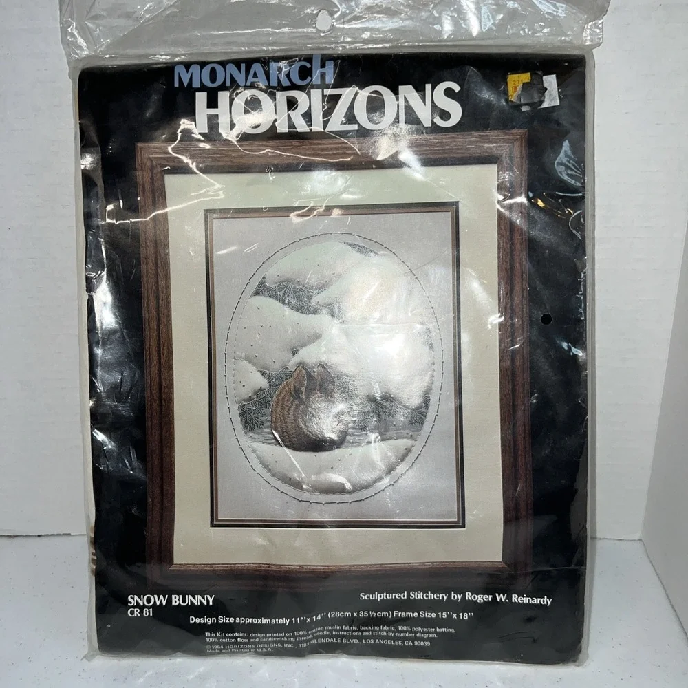 Vintage Monarch Horizons Snow Bunny kit CR 81 Sculpted Stitchery Needlepoint